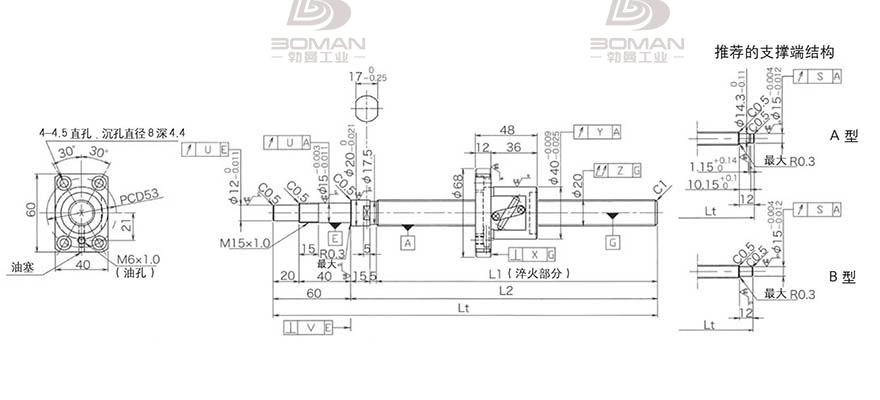 KURODA GP2005DS-BALR-0605B-C3F 黑田精工丝杆底座安装图
